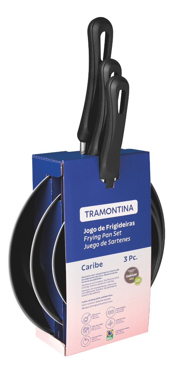 Juego De Sartenes Rojas Tramontina Caribe De 3 Piezas - Imagen 2