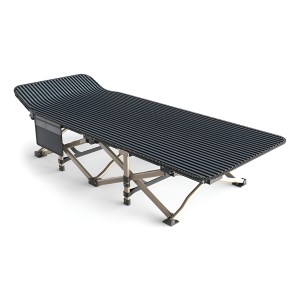 Catre Cama Plegable Metálico Con Bolso P/ Camping Color Negro