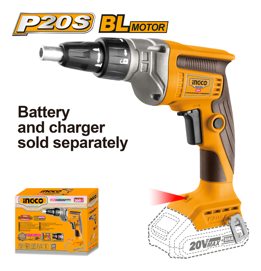 Atornillador Yeso A Bateria P20sbrushless S/bat -smf Color Naranja Frecuencia 50 Hz/ 60 Hz - Imagen 2