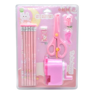 Set Escolar 12 Lápices Y Accesorios 27x19cm Rosa