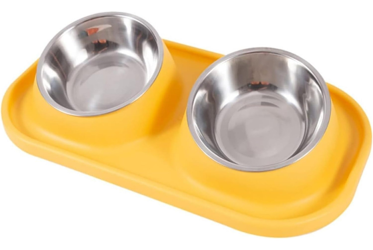 Plato Comedero Bebedero Mascotas Acero Antideslizante Perros