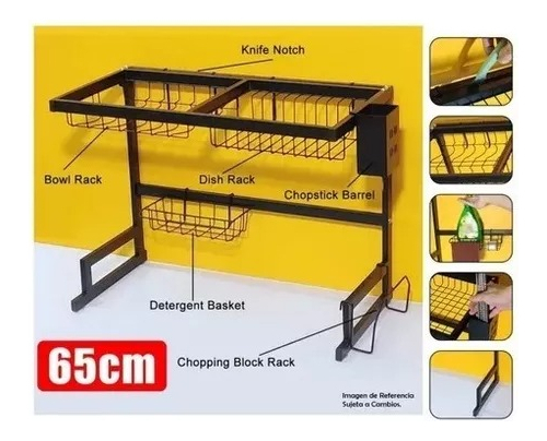 Secaplatos Escurridor Para Cocina De 65cm Color Negro - Imagen 6