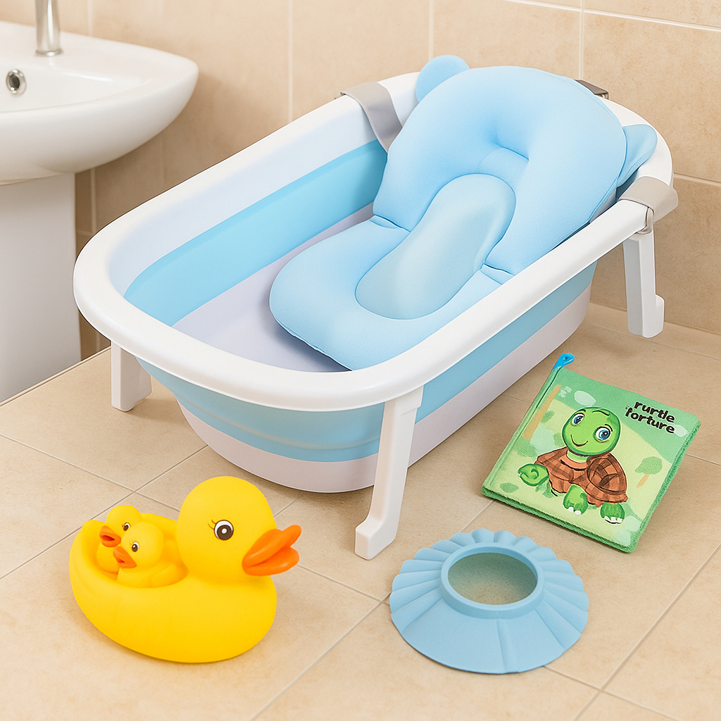 Bañito Bebé Plegable Con Colchon Baby Splash Y Accesorios - Imagen 3