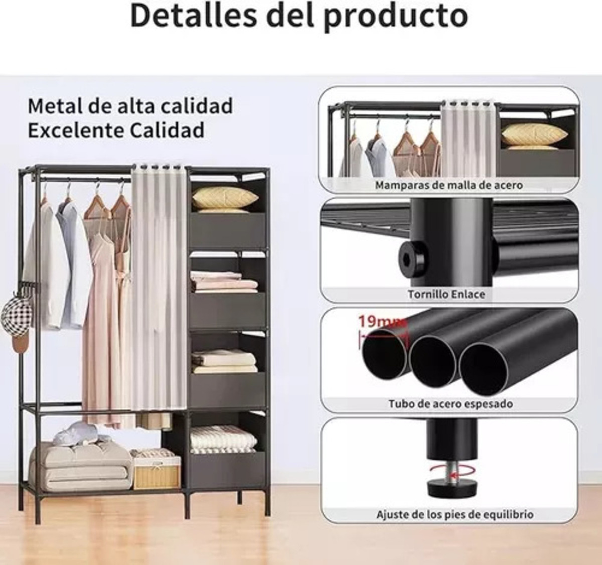 Organizador Multifuncional Ropero Con Perchero Y Cajones - Imagen 6