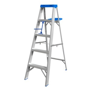 Escalera Pintor 5 Esc 150kg Con Bandeja Wadfow Wld4h05 Color Plateado