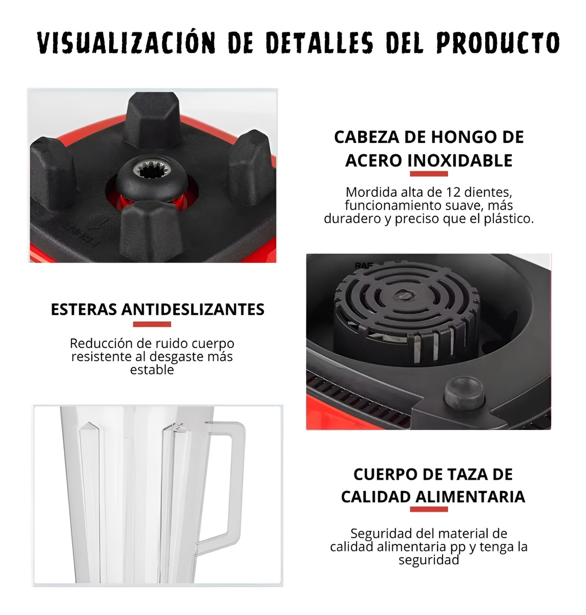 Licuadora Multifuncional Raf 2lt 2400w + Mezcladora - Imagen 4