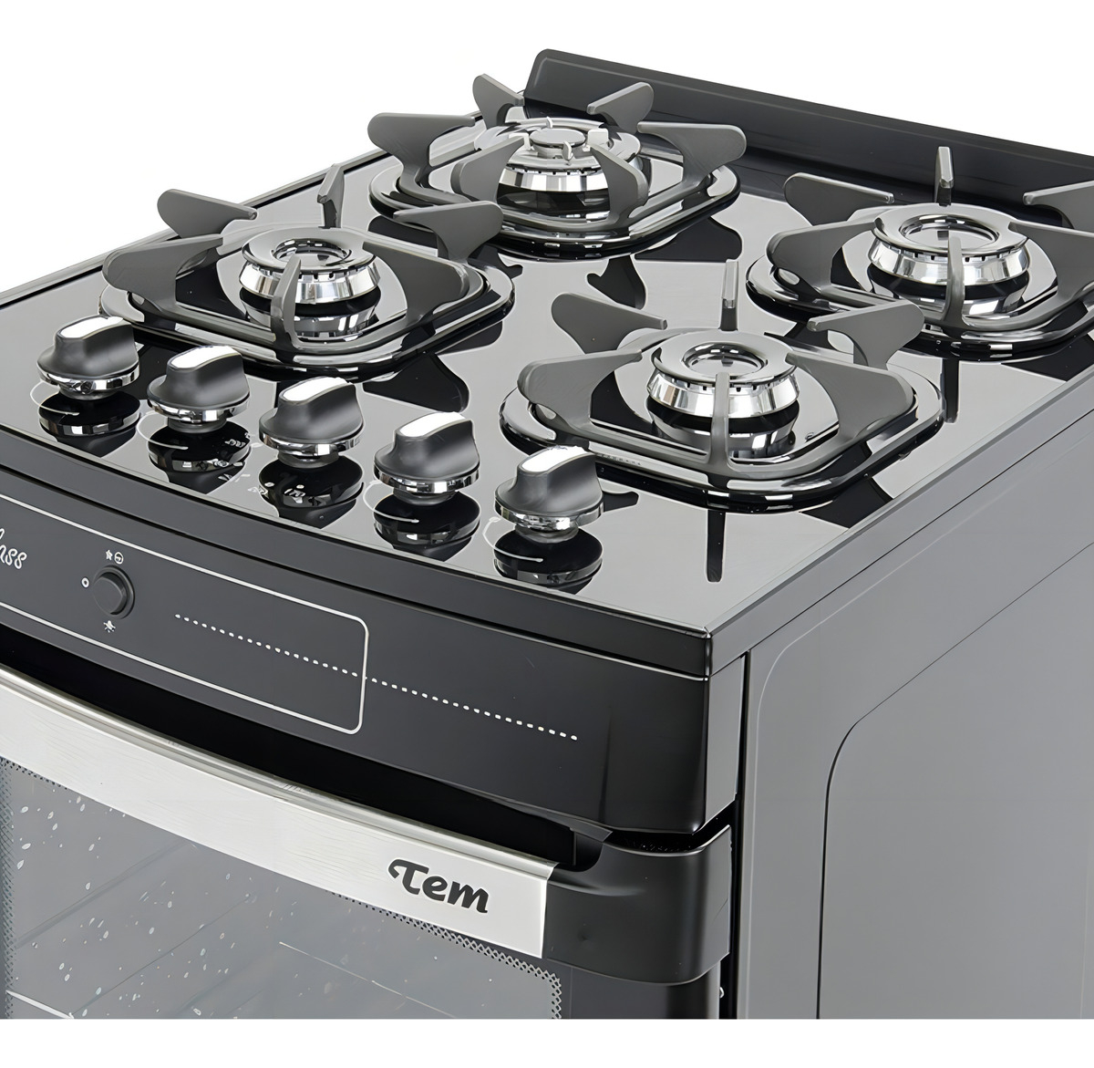 Cocina Tem Luna Glass 4h A Gas/eléctrica 4 Hornallas Negra Puerta Con Visor 48.1l Negro - Imagen 2