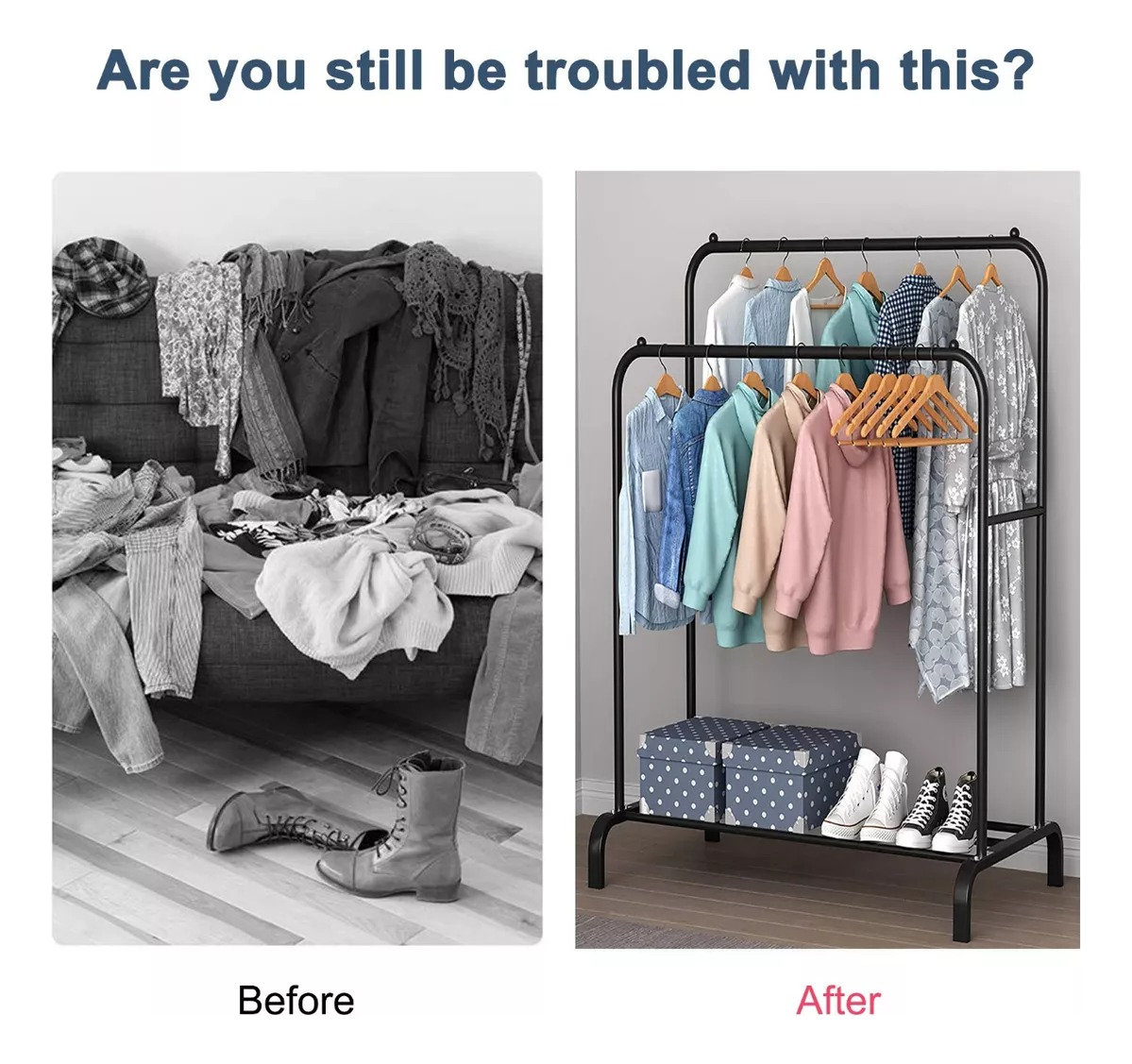 Perchero Doble Metal Organización Ropa Excelente Calidad - Imagen 5