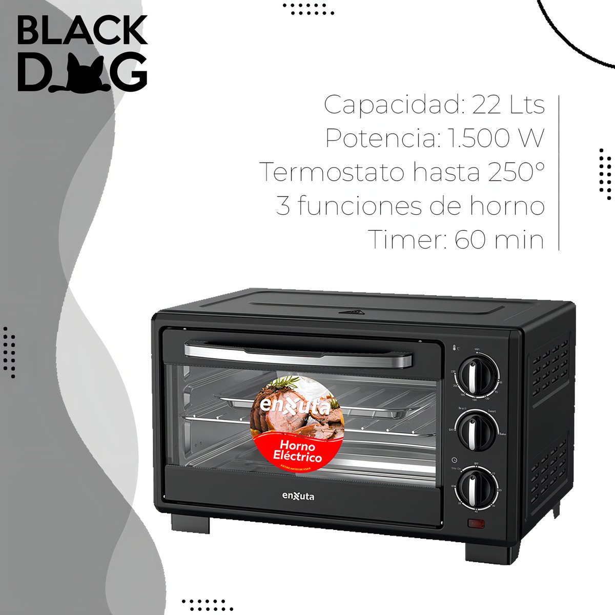 Horno Eléctrico De Mesa Enxuta Henx022n 1500w 22 Litros - Imagen 5