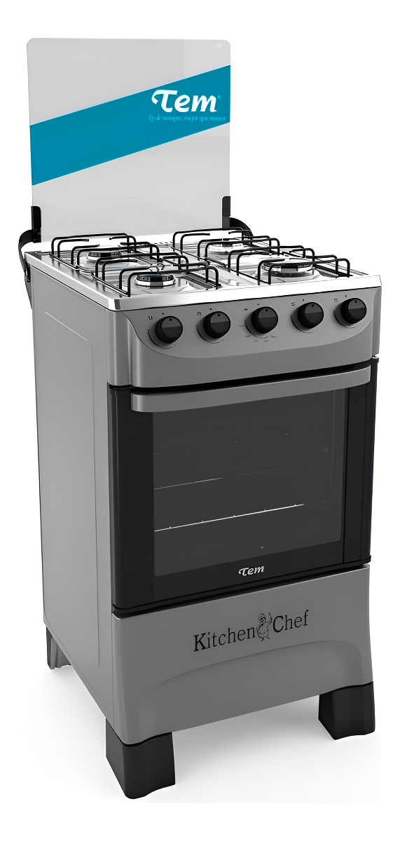 Cocina Tem Kitchen Chef Glp Color Plateado Con Puerta Vidrio