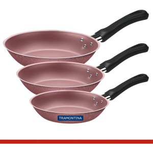 Juego De Sartenes Caribe Tramontina Festa Pink De Aluminio De 3 Piezas