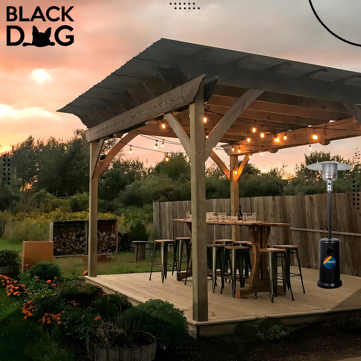 Estufa De Exterior Hongo A Gas Enxuta Acero Pintado 2,19m Color Negro - Imagen 4