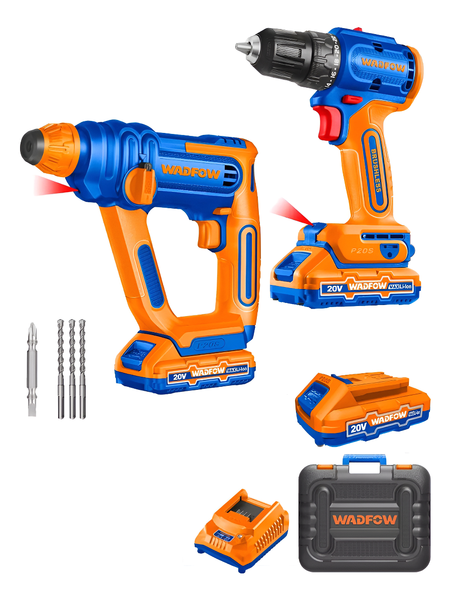 Kit Taladro C/percutor + Rotomartillo 1,5j Wadfow Wos240681