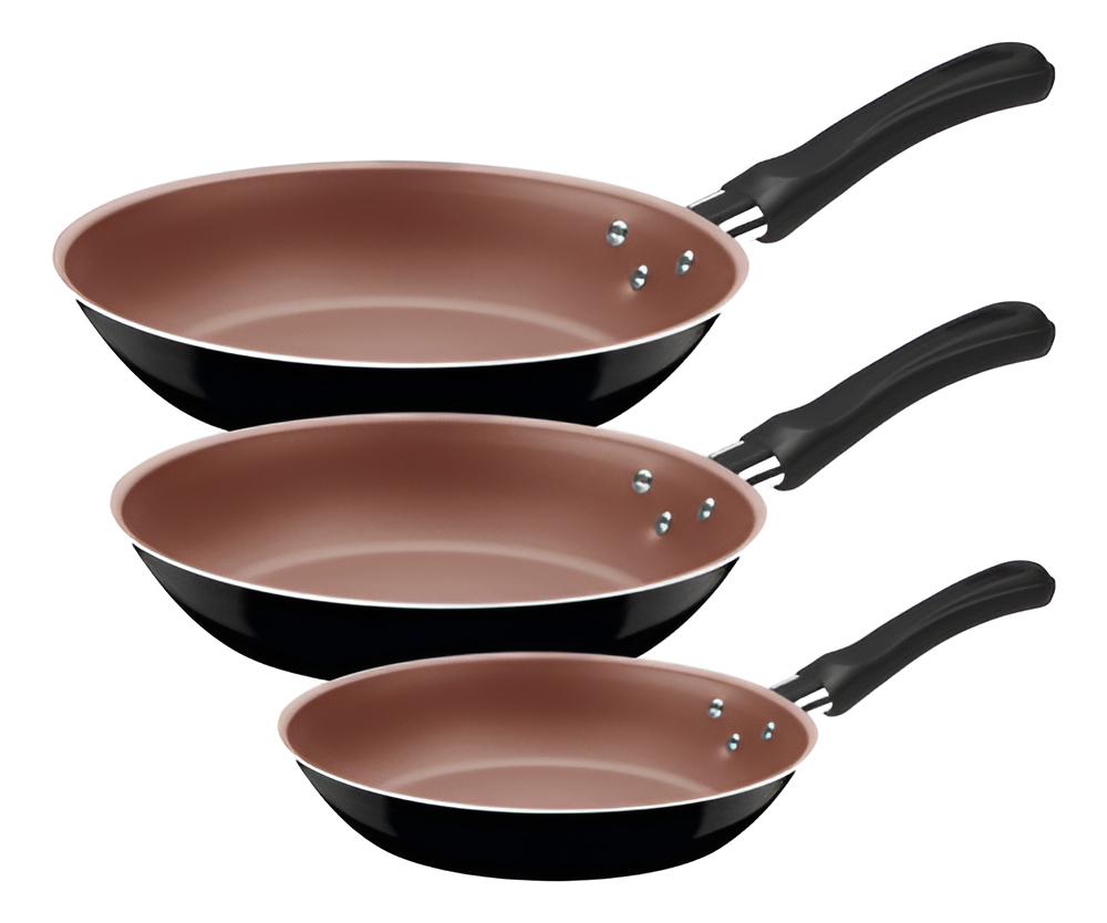 Juego De Sartenes Tramontina Caribe 3 Piezas Color Negro