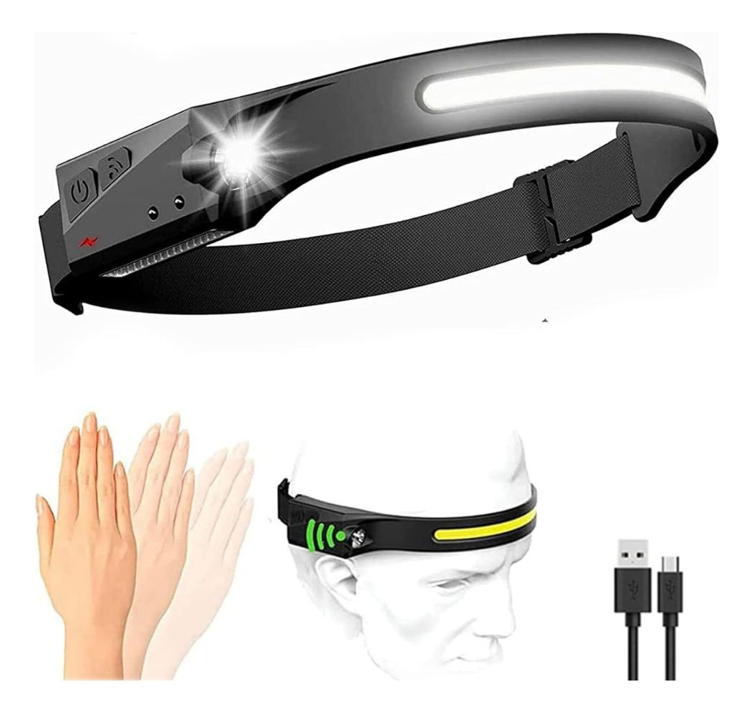 Linterna Vincha Led Potente Recargable C/sensor