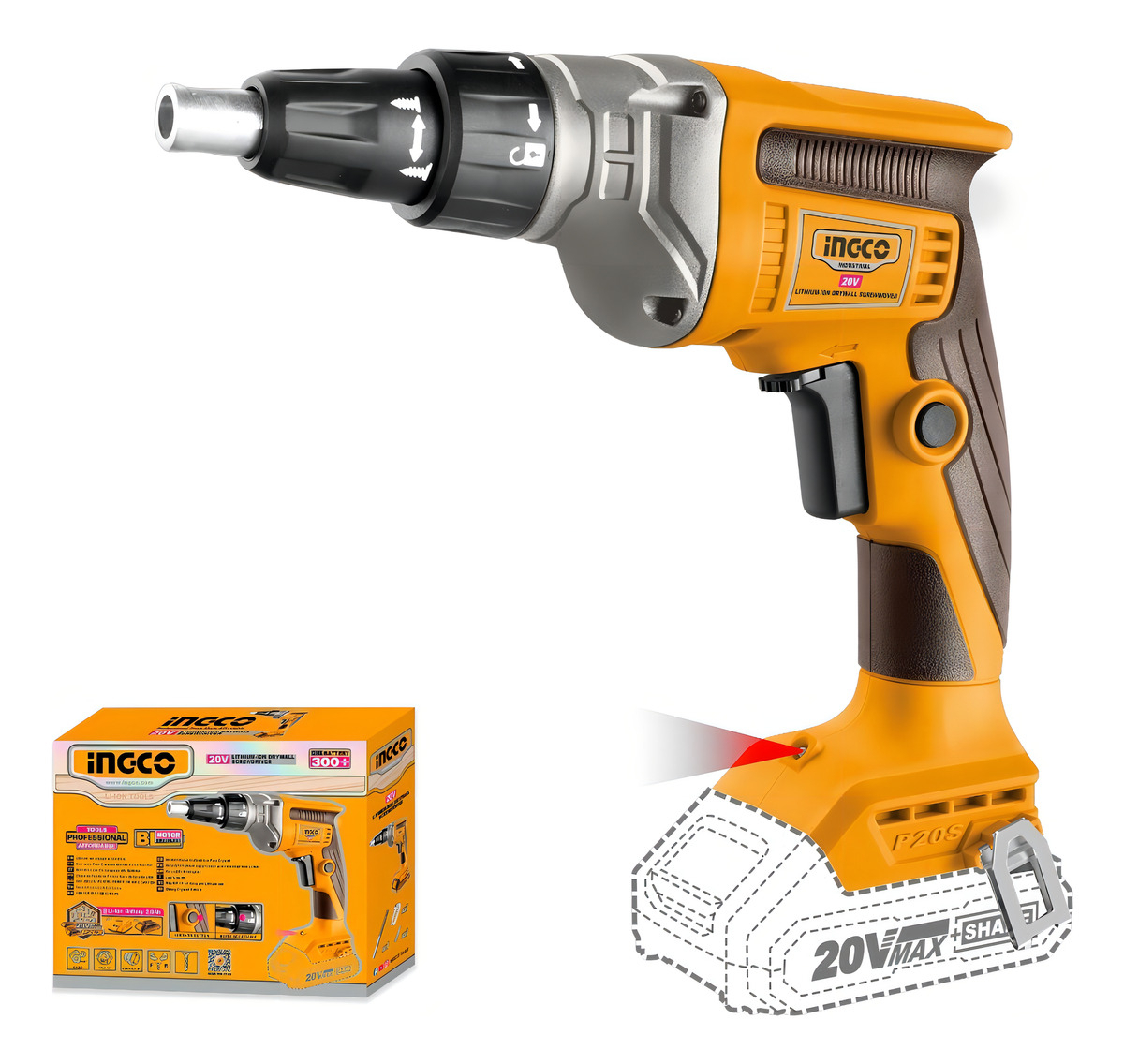 Atornillador Yeso A Bateria P20sbrushless S/bat -smf Color Naranja Frecuencia 50 Hz/ 60 Hz