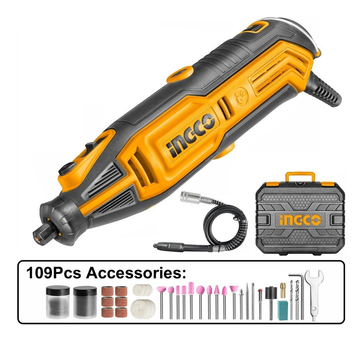 Mini Torno Ingco 130w Con 109 Accesorios + Maletín - Imagen 6
