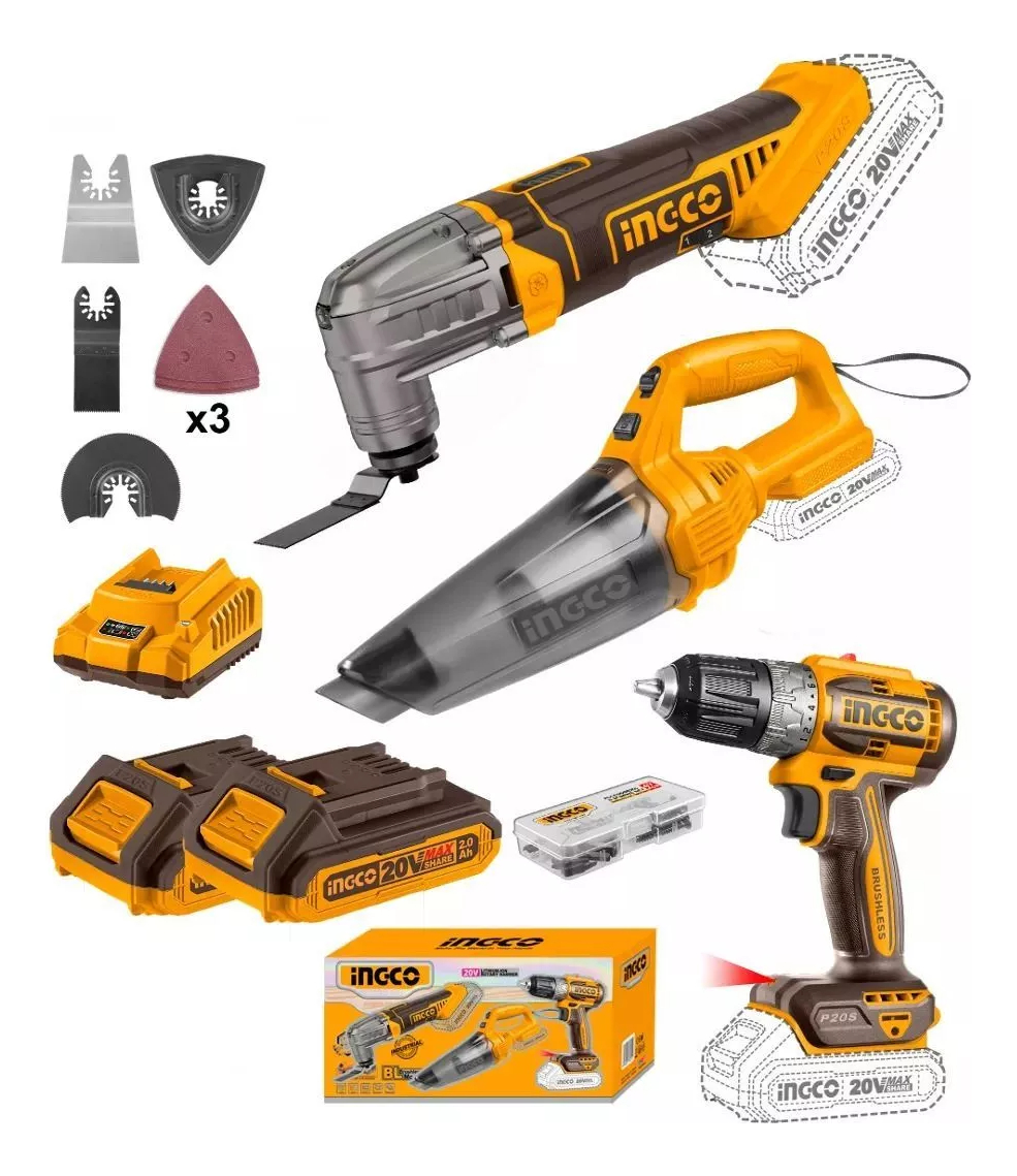 Combo Taladro Atornillador 10mm 52nm 20v P20s Ingco - Imagen 2