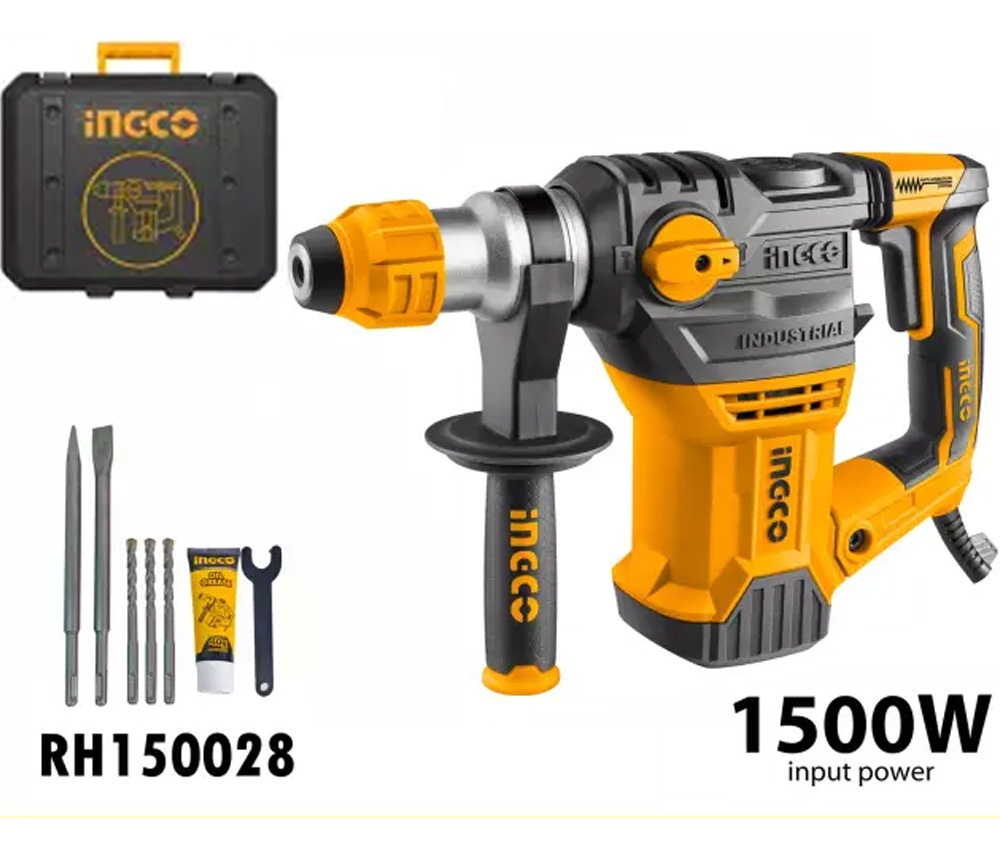 Rotomartillo Electroneumático Ingco Tools Industrial Rh150028 Amarillo Frecuencia De 50hz/60hz Con 1500w De Potencia 50 Hz/60 Hz - Imagen 2