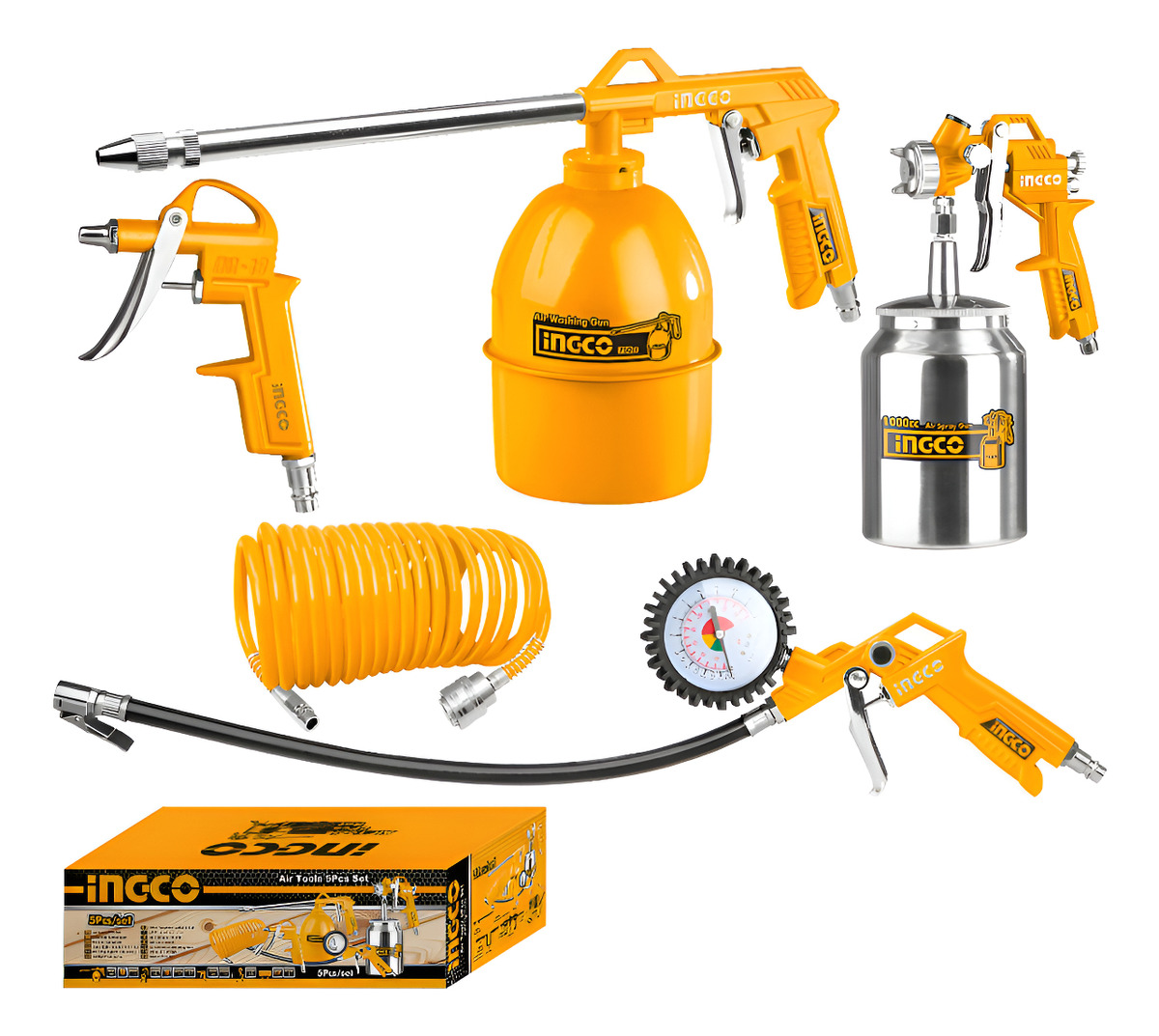 Kit 5 Piezas Ingco Compresor Tacho Metal