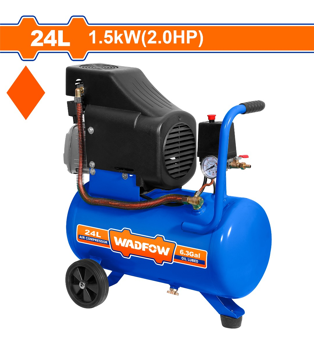 Compresor 24 Lt 2hp Wadfow Color Azul Fase Eléctrica Trifásica Frecuencia 50hz - Imagen 2