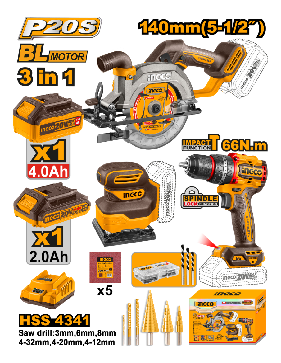 Combo A Bateria 20vcircular+tala/ator C/per+lija2bateria-smf - Imagen 2