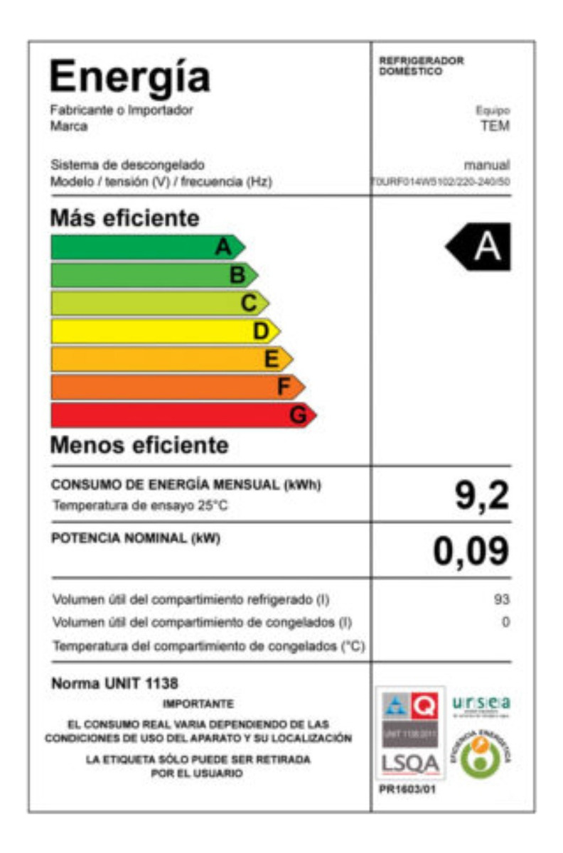 Heladera Frigobar Tem T0urf014w5102 Color Blanco - Imagen 2