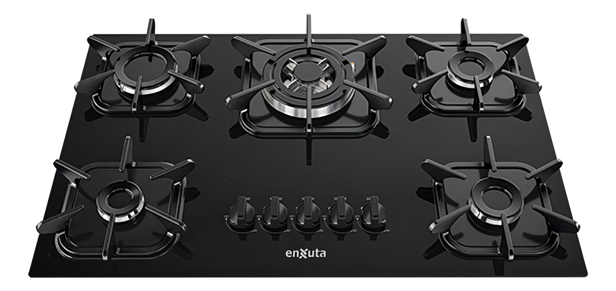 Anafe De Empotrar A Gas En Vidrio Negro Aenxv2752ng Enxuta