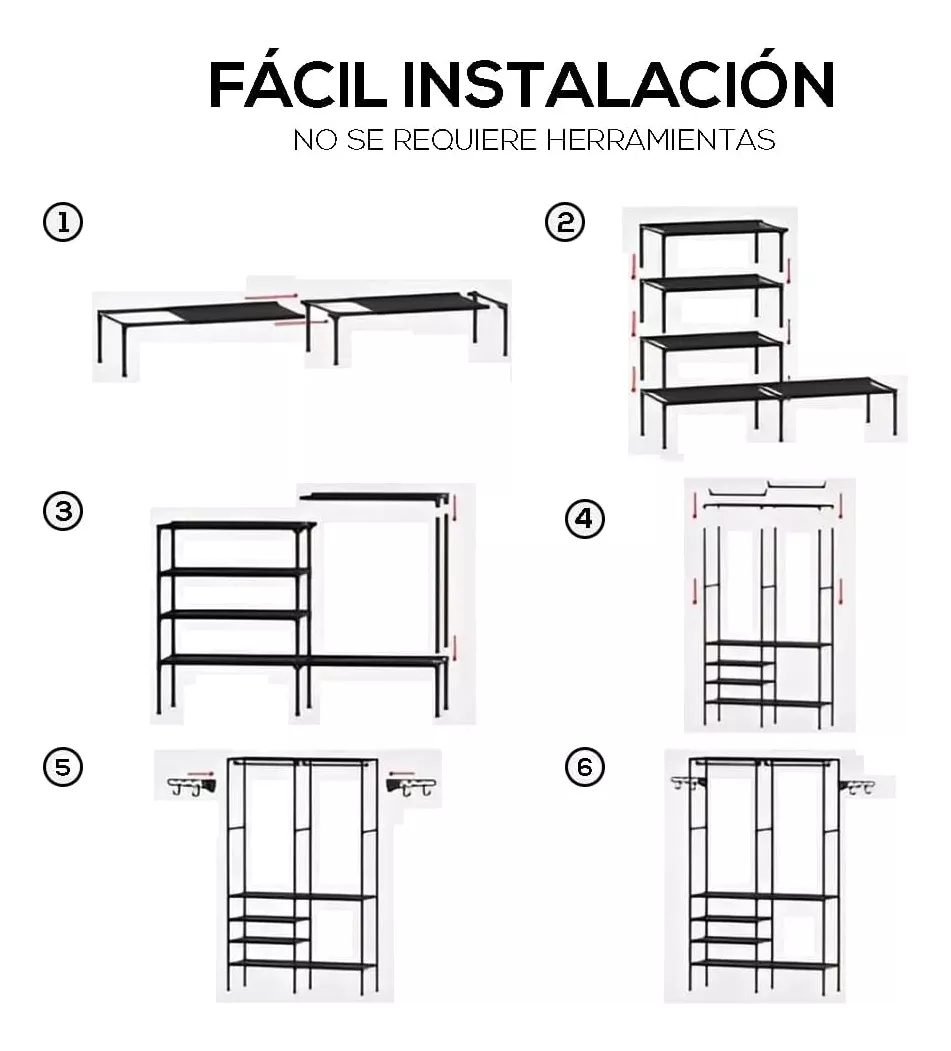 Ropero Multifuncional Doble Con Perchero Y Estantes - Imagen 11