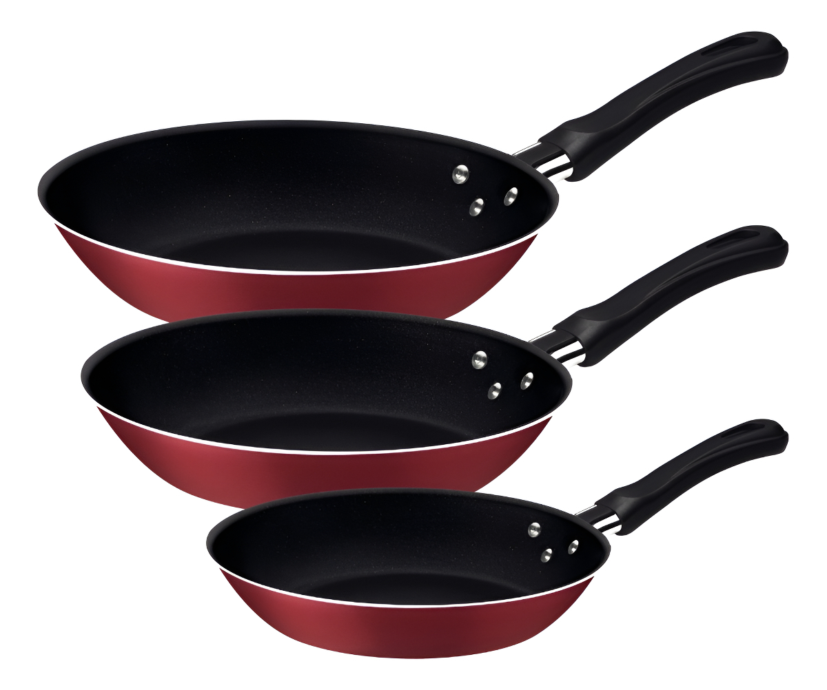 Juego De Sartenes Rojas Tramontina Caribe De 3 Piezas
