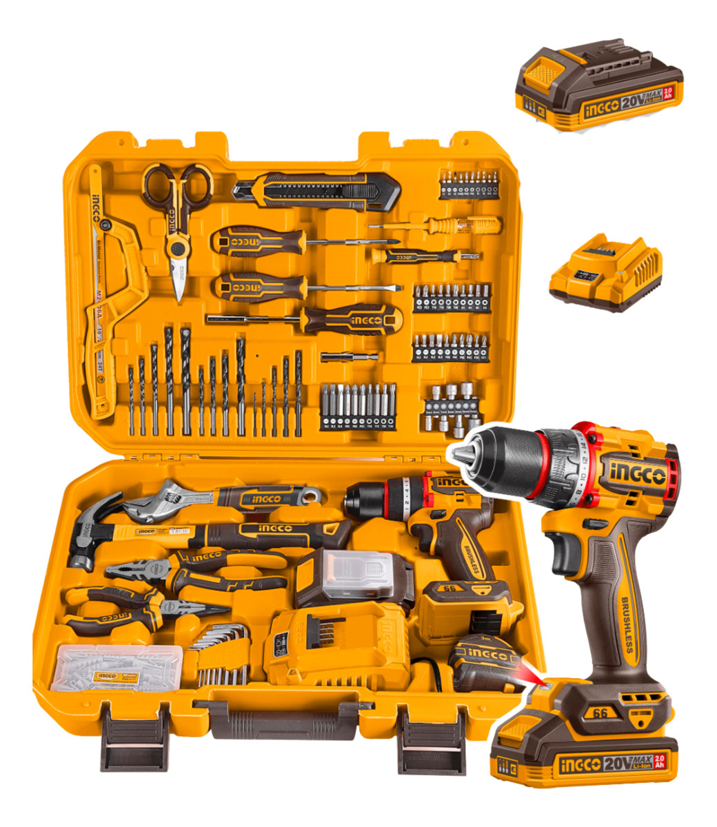 Kit Atornillador Percutor Valija + 165 Acc Ingco Hkthp11651