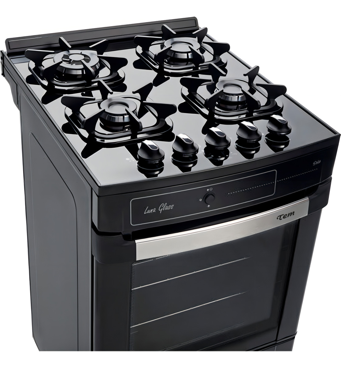 Cocina Tem Luna Glass 4h A Gas/eléctrica 4 Hornallas Negra Puerta Con Visor 48.1l Negro - Imagen 5