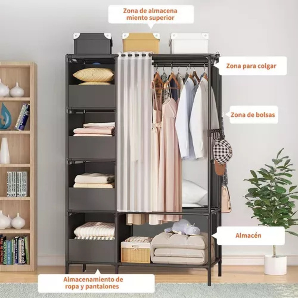 Organizador Multifuncional Ropero Con Perchero Y Cajones - Imagen 13