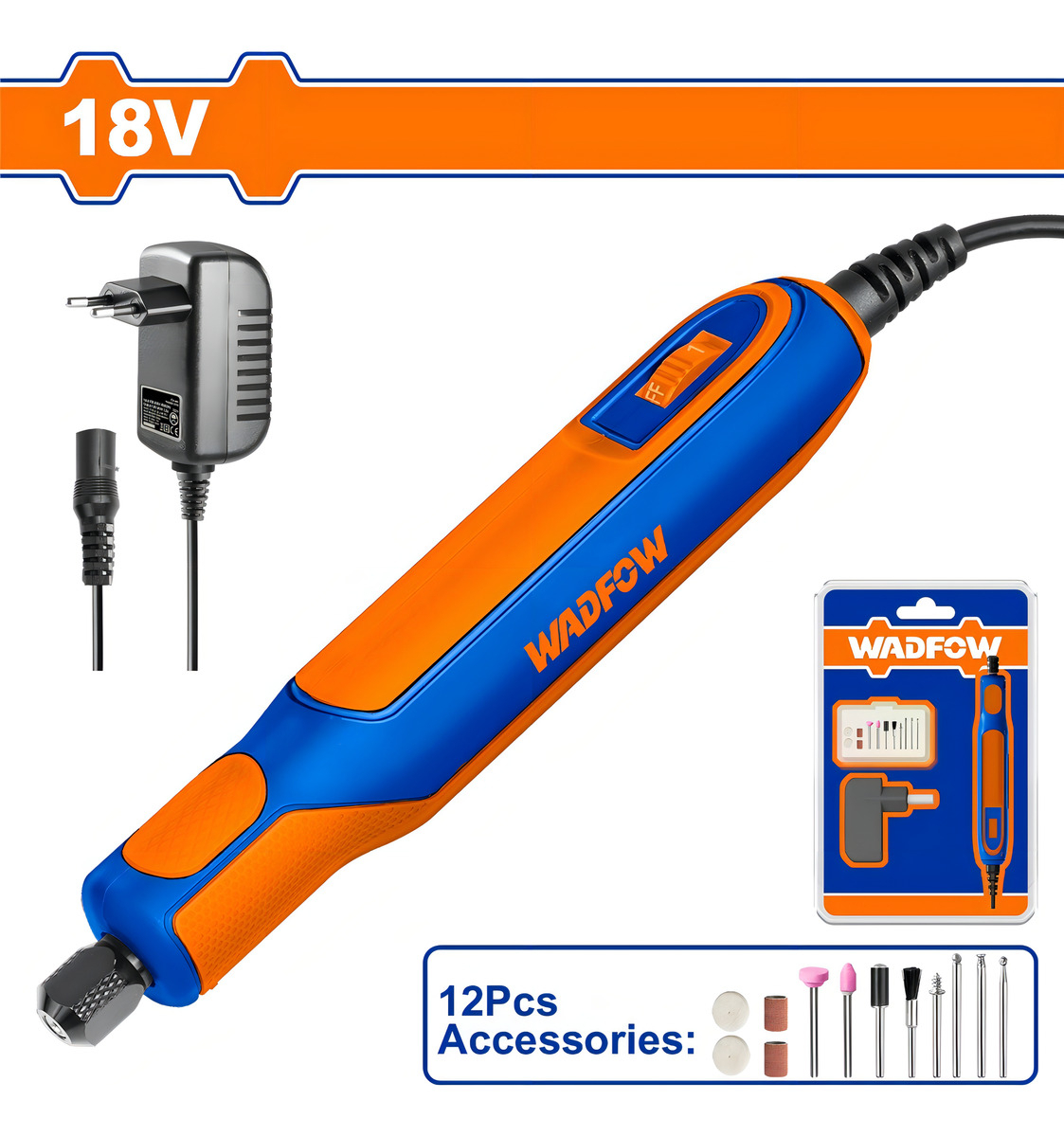 Mini Torno 18vol A Bateria Wadfow Wry16180 Accesorios - Lnf Frecuencia 50-60