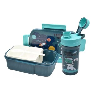 Set De Lonchera Y Botella Con Cubierto Y Compartimientos