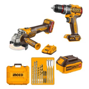 Kit A Bateria Ingco Taladro Atornillador Con Percutor + Amol
