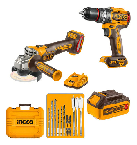 Kit A Bateria Ingco Taladro Atornillador Con Percutor + Amol
