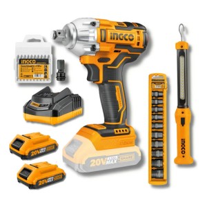 Llave De Impacto Brushless 1/2 + Lámpara + Juego Dados Color Amarillo