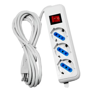 Alargue 3 Toma Schuk 5m C/llave Led Life