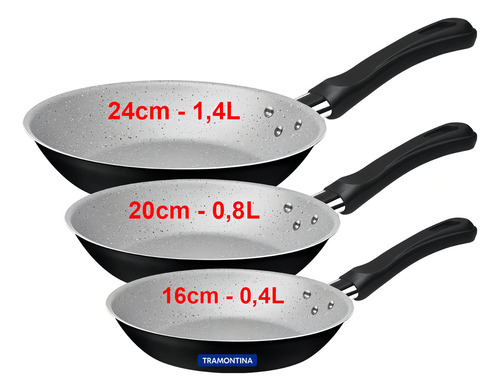 Juego De Sartenes Tramontina Caribe 20297909, Color Negro - Imagen 2