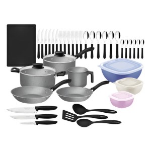 Batería De Cocina Tramontina 28399602 Con 44 Piezas De Aluminio Plomo Gris