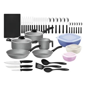 Batería De Cocina Tramontina 28399602 Con 44 Piezas De Aluminio Plomo Gris
