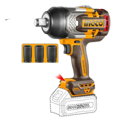 Llave De Impacto Inalámbrica Ingco Industrial Ciwli201351