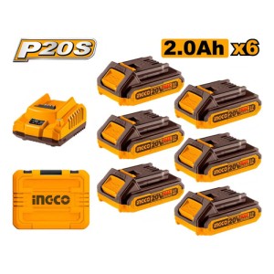 Set X 6 Baterias 2.0ah + Cargador En Valija Ingco