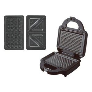 Sandwichera Grill Waflera 3 En 1 Rotel Negro 750w Placas Intercambiables