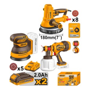 Kit Pistola Pintar + Lijadora Yeso Orbital Ingcco Cosli2502