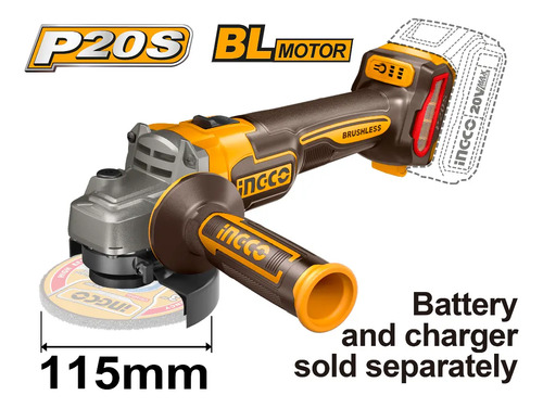 Combo Atornillador C Percutor (cidli20602) Mas Amoladora (cagli21154) 2 Bat Carg Mas Valija Ingco Ckli20273 Naranja Claro 50hz/60hz - Imagen 4