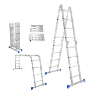 Escalera Andamio 16 Escalones Aluminio Wadfow Wld7h44 Color Plateado