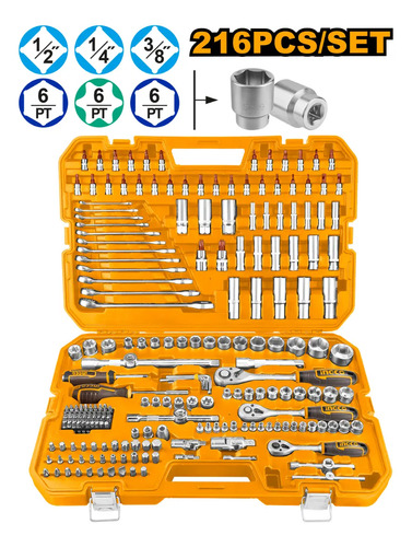 Juego De Dados, Puntas Y Llaves 216pcs Ingco Hkthp22161 - Imagen 2