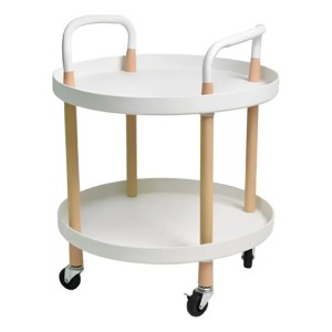 Mesa Ratona Mesa Auxiliar 2 Estantes Redonda Con Ruedas